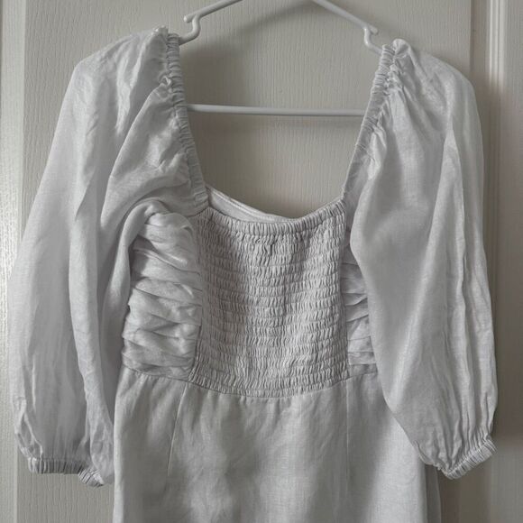 Faithfull The Brand Venezia Pleated Linen Mini Dress 4 - Picture 7 of 9